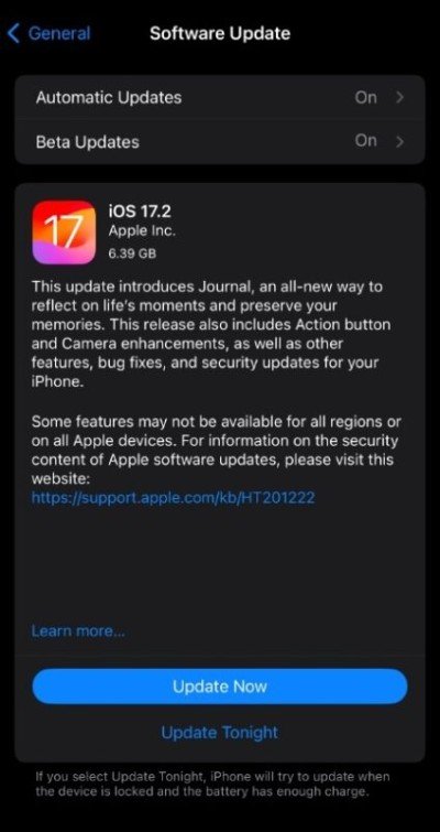 iOS 17.2 RC & iPadOS 17.2 RC